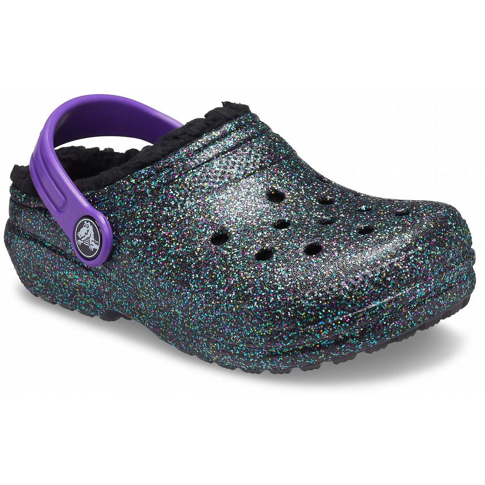 Olive Boys' Crocs Classic Glitter Lined Clog Slippers | NZ 1453VRWD